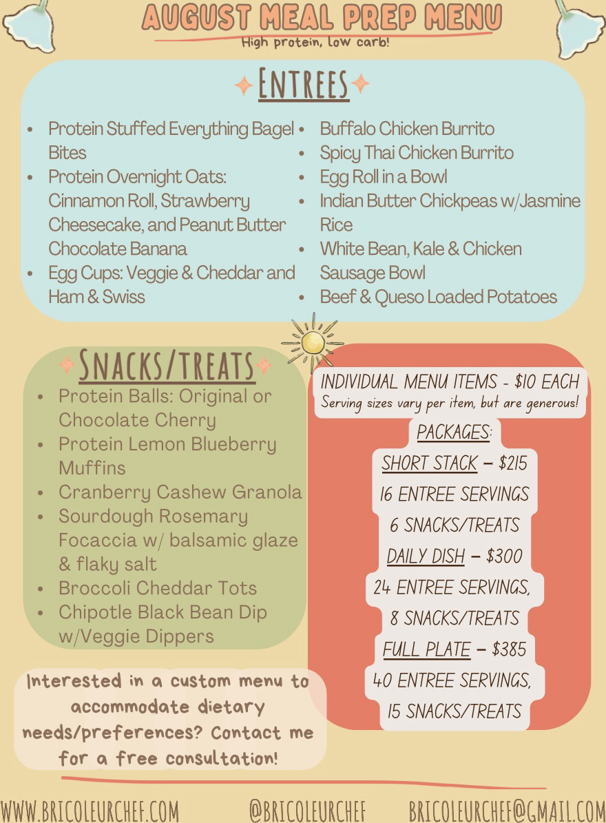 July Meal Prep Menu