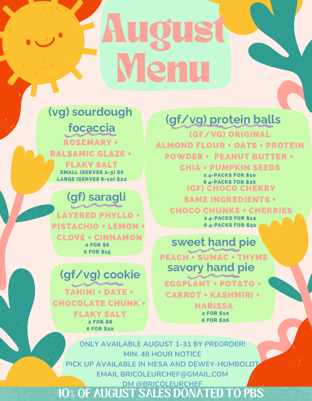 July Treats Menu